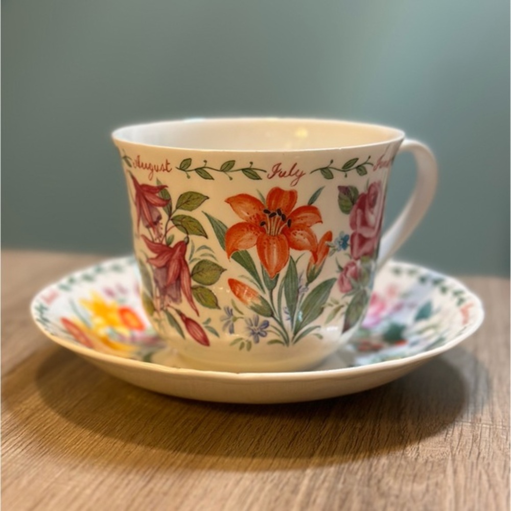 Roy Kirkham Flowers of the Month Jumbo "Breakfast" Cup & Saucer